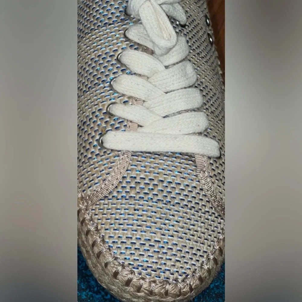 EMU AUSTRALIA AGONIS WEAVE ESPADILLES SNEAKERS WOMEN METALLIC BLUE BEIGE SIZE 7